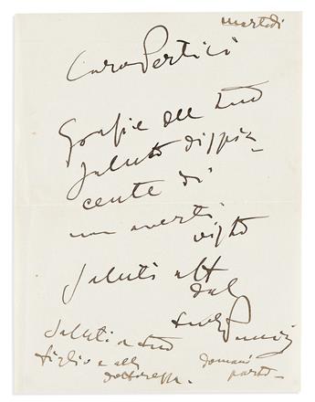 PUCCINI, GIACOMO. Group of 5 Autograph Notes Signed, GPuccini, to Adolfo Pertici, in Italian, including three postcards,